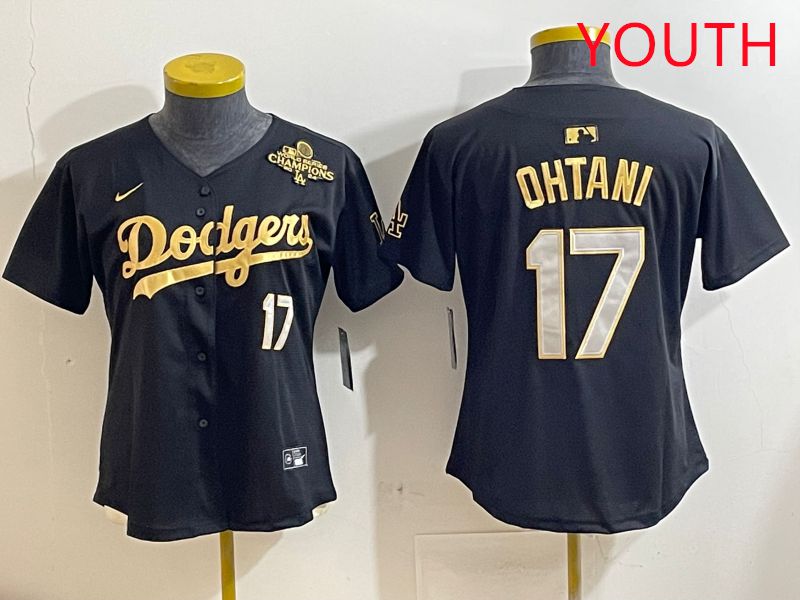 Youth Los Angeles Dodgers #17 Ohtani Black Gold Nike 2025 MLB Jersey style 4285
